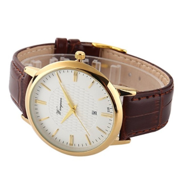 Men's Waterproof Leather Quartz Ultra Thin Watch - Picture 3 of 5